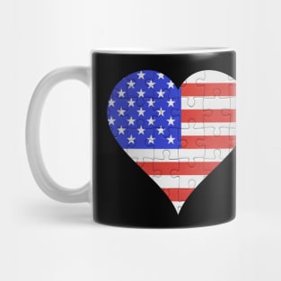 American Jigsaw Puzzle Heart Design - Gift for American With USA Roots Mug